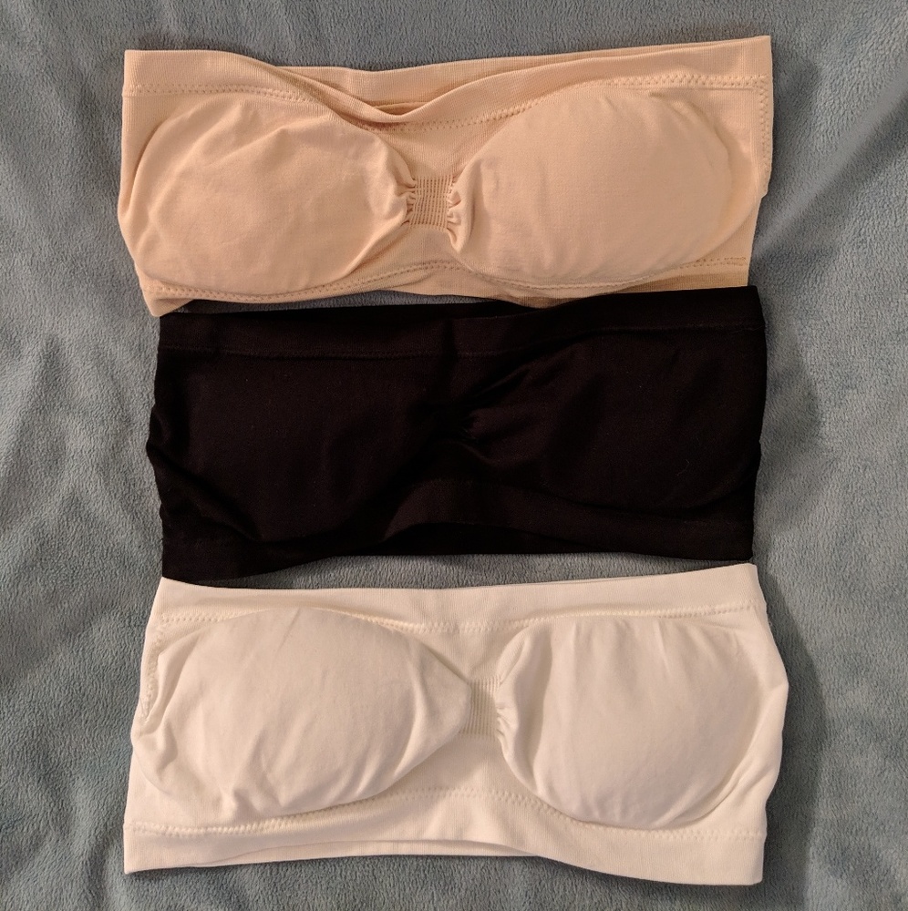 NWOT Women's Bandeau Bra Set - Tan, Black, White